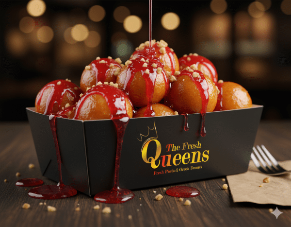 Greek Donuts with Strawberry Sauce