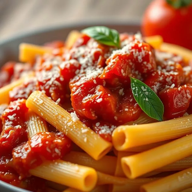 rigatoni and tomato sauce